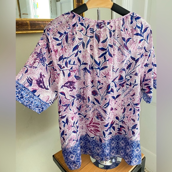 NWT Lucky Brand Border Print Peasant Top - Picture 5 of 7